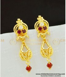 ERG610 - Gold Earring Design Gold Plated Ad Stone and Red Crystal Earring Online