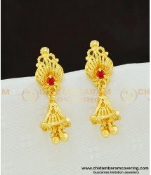 ERG616 - South Indian Style Ruby Stone Gold Design Jhumka Earrings Online