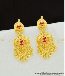 ERG618 - Modern Danglers Earring Pure Gold Plated Ruby Stone Earring For Women