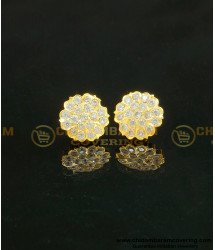 ERG623 - American Diamond Full White Stone Micro Plated Impon Medium Size Earrings Online