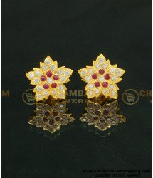 ERG625 - Attractive Gold Look Flower Design Daily Wear Five Metal Stud Earring Buy Online 