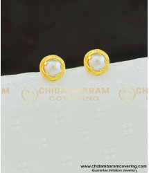 ERG633 - Simple Design Gold Plated Small Daily Wear Pearl Stud Earring Online