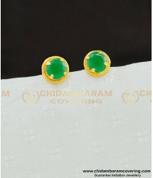 ERG634 - Cute Daily Wear Gold Design Single Green Stone Stud Earring for Kids
