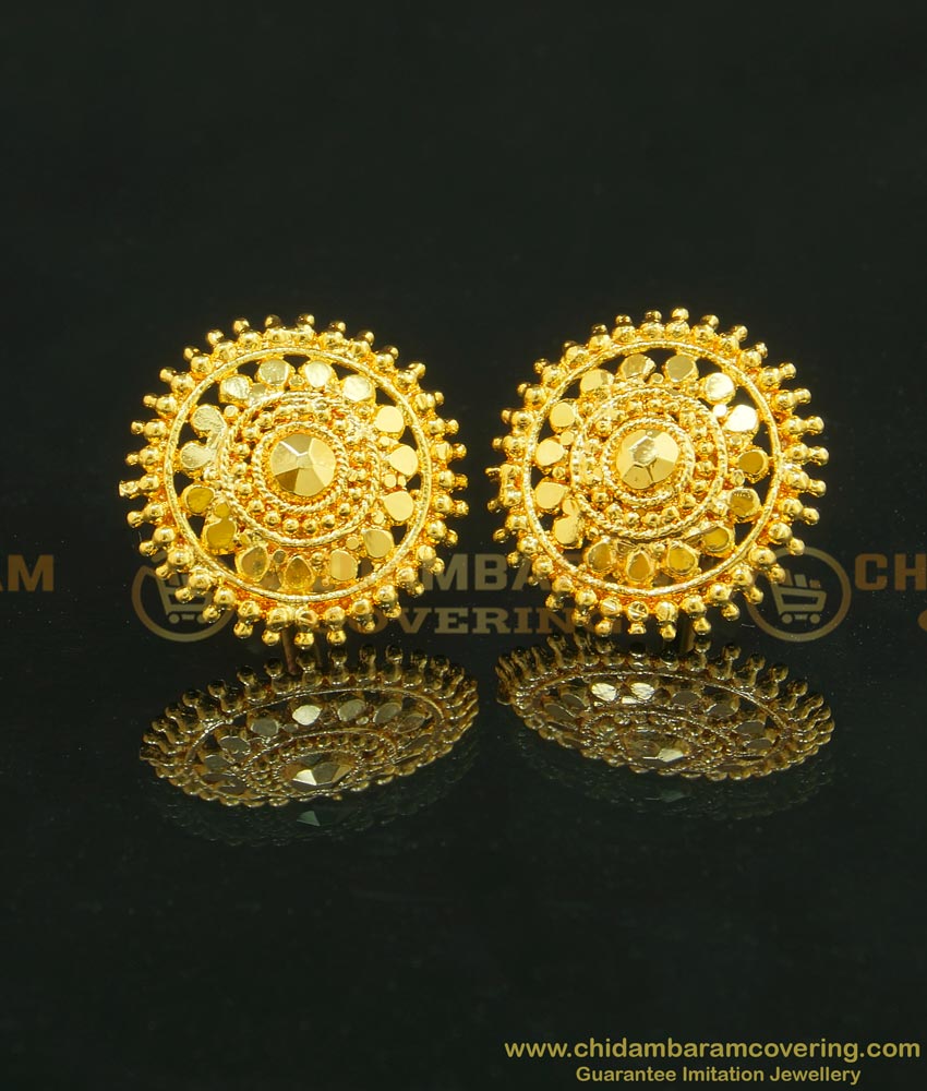 ERG639 - Party Wear One Gram Gold Guaranteed Big Size Ear Studs for Women