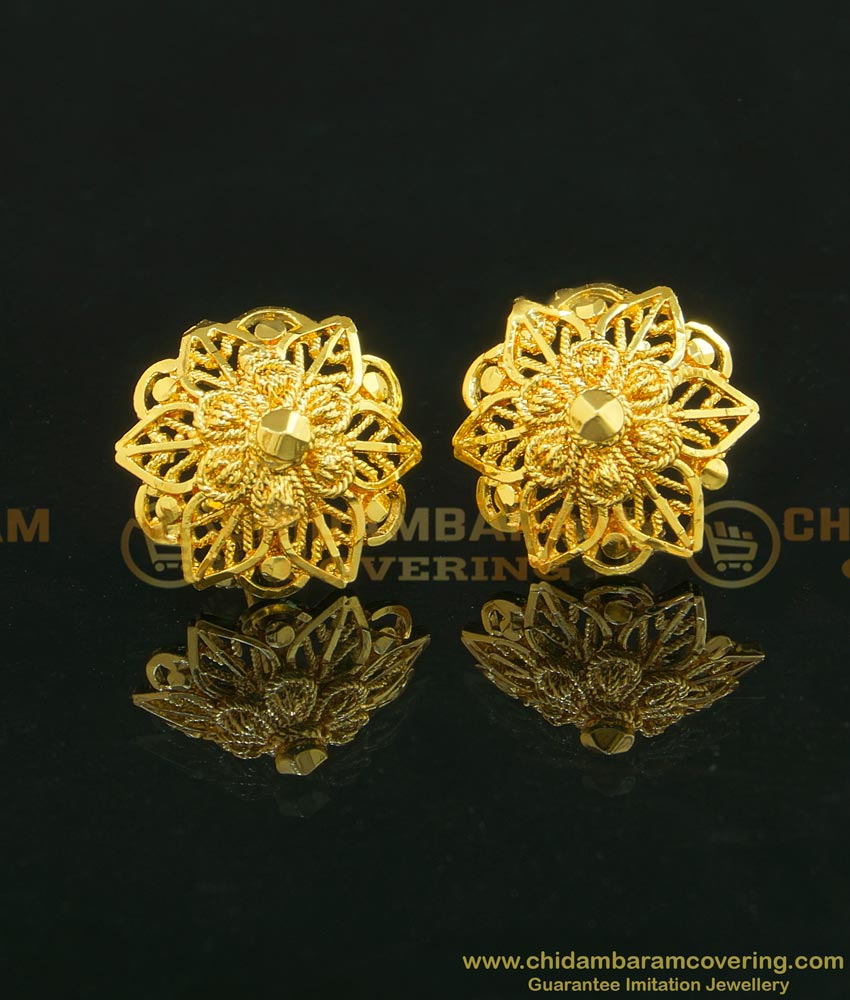 ERG640 - Unique Flower Design One Gram Gold Guaranteed Earring for Women