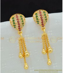 ERG646 - Top Stylish New Model One Gram Gold Multi Stone Earring Design for Girls