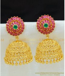 ERG652 - Attractive Real Gold Design Bridal Heavy Stone Wedding Jhumkas Earring Online Shopping