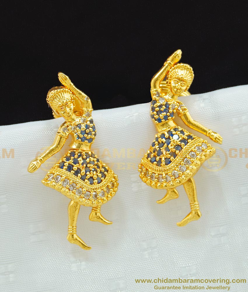 ERG654 - One Gram Gold Plated Ad Stone Butta Bomma Earrings at Low Price Online