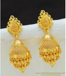 ERG659 - Stunning Gold Double Layer Hanging Golden Beads Jhumka Earing One Gram Gold Jewellery
