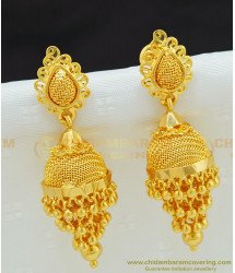 ERG660 - Real Gold Design Hanging Golden Beads Grapes Design Jhumkas Gold Earring Designs for Female 
