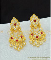 ERG681 - Stunning Gold Ruby and White Stone Gold Plated Impon Earring Designs