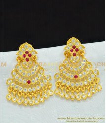 ERG683 - Real Gold Impon Kerala Pattern Guaranteed Stone Big Size Stud Earrings Buy Online