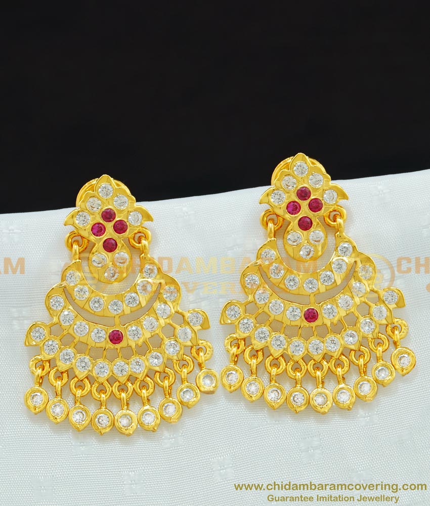 ERG683 - Real Gold Impon Kerala Pattern Guaranteed Stone Big Size Stud Earrings Buy Online