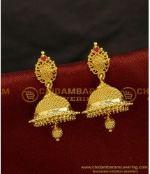 ERG688 - Traditional South Indian Net Type Ruby Stone Umbrella Jhumkas Buy Online