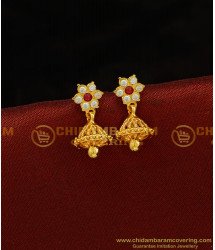 ERG695 - Traditional Impon Jimiki Design Ad Stone Small Jhumkas Earrings for Baby Girl