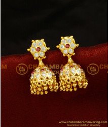 ERG698 - Five Metal Gold Design Stone Impon Jimiki Earrings Best Price Buy Online