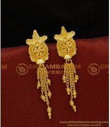 ERG719 - One Gram Gold Flower Designs Long Stud Earring with Price Online