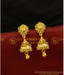 ERG725 - Simple Daily Wear One Gram Gold Small Jhumkas Designs Buy Online