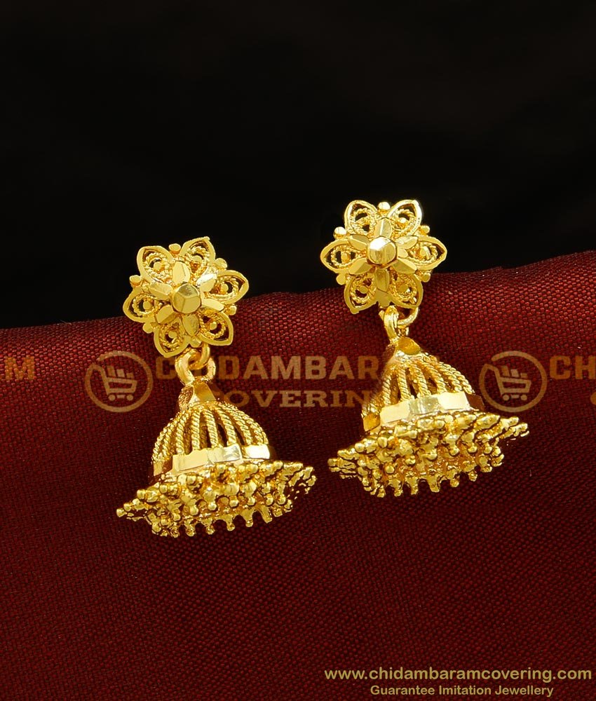 ERG727 - South Indian Light Weight Medium Size Jhumkas Earring Collections Low Price 