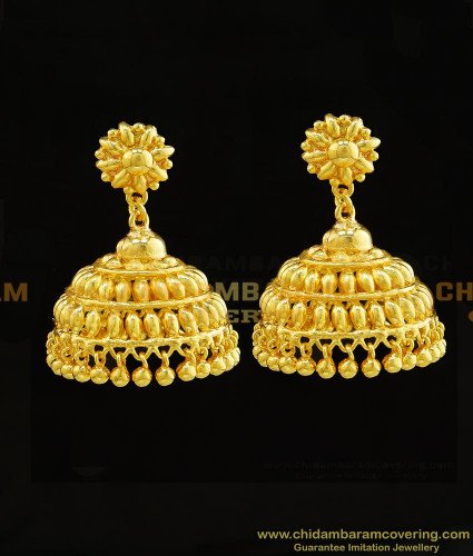 ERG732 - Traditional Kerala Bridal Jhumkas Design Gold Colour Wedding Jimiki Guaranteed Jewellery Online