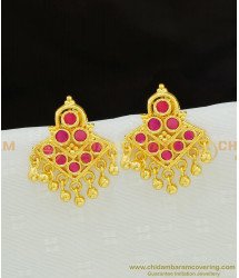 ERG758 - Attractive Ruby Earrings Micro Gold Plated Stone Studs Indian Imitation Jewellery 