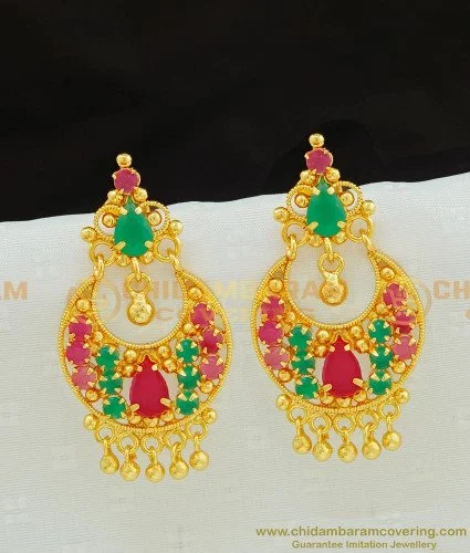 Lakshmi devi flower earrings E103 | Flower earrings, Gold jewellery india, Gold  earrings designs