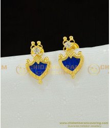 ERG777 - Traditional Kerala White Stone Blue Single Palakka Studs Earring Gold Plated Stud Buy Online