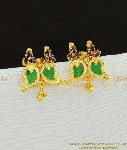 Small Size J Type South Screw Stone Stud Earrings Gold covering ER25489