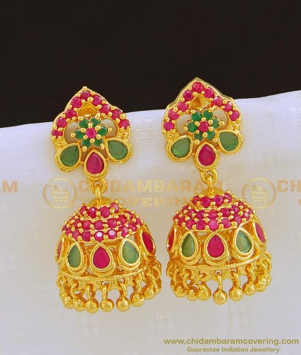 ERG791 - High Fashion Party Wear Heavy Stone Work New Jhumkas Design Gold Plated Jewellery 