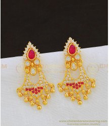 ERG814 - Latest Ad Stone with Hanging Gold Balls Designer Earring One Gram Imitation Jewelry  