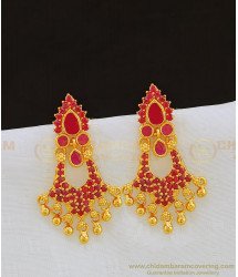 ERG816 - High Quality Function Wear Ad Ruby Stone One Gram Earring for Ladies