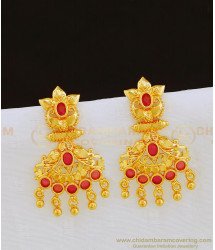 ERG817 - Gold Plated Ruby Stone One Gram Gold Earring Fashion Jewellery Online