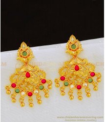 ERG823 - Bridal Wear Multi Stone Gold Pattern Danglers Earring Imitation Jewellery