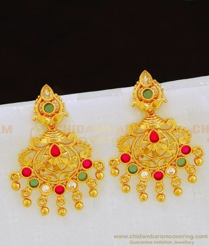 Buy New Model White Pearl with Ad Stone Pure Gold Plated Jimiki Kammal Buy  Online