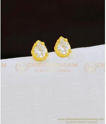 ERG827 - Sparkling Diamond Stone Look Pear Shape Small Single White Stone Earrings Online