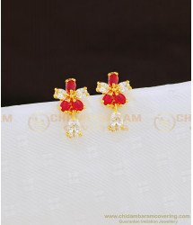ERG830 - Cute Small High Quality Full Ad Stone Floral Design Earring for Girls