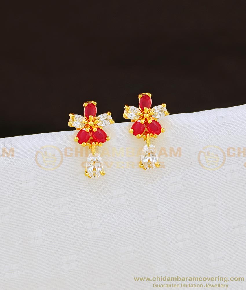 ERG830 - Cute Small High Quality Full Ad Stone Floral Design Earring for Girls