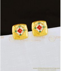 ERG833 - Beautiful High Quality Party Wear Multi Stone Square Earrings for Women