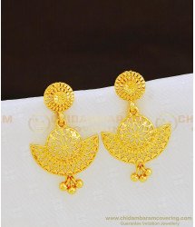 ERG838 - 1 Gram Gold Plated Flower Design Light Weight Earrings for Girls