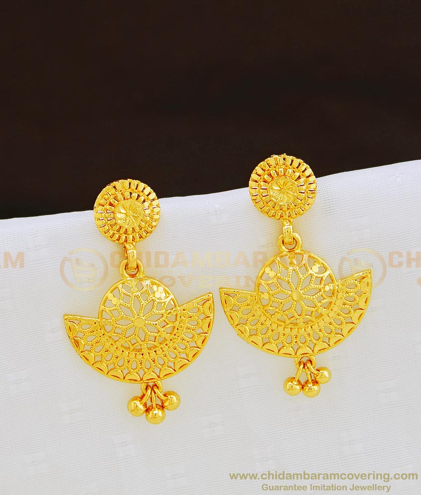 ERG838 - 1 Gram Gold Plated Flower Design Light Weight Earrings for Girls