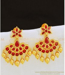 ERG842 - First Quality Elegant Real Kemp Stone Gold Plated Earring Indian Fashion Jewelry 