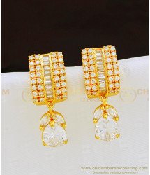 ERG848 - Unique Pattern American Diamond Big Stone Party Wear Gold Design Stud Earrings Online