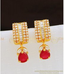 ERG849 - New Design Party Wear American Diamond Gold Design Big Stud Earrings for Women 