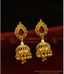 ERG900 - New Jhumkas Design Gold Plated Ruby Stone Kerala Jimiki Earring Buy Online Shopping