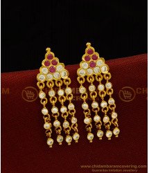 ERG908 - Stunning Gold Party Wear Ruby and White Stone Gold Plated Impon Earring Designs