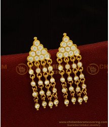 ERG909 - Five Metal Impon Party Wear Full White Stone Gold Plated Impon Earring Designs