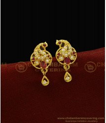 ERG915 - One Gram Gold Ad Stone Peacock Design Stud Stone Earring Buy Online