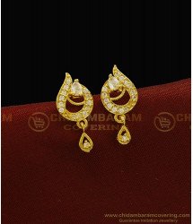 ERG920 - Unique White Stone Small Earring Studs Gold Earring Designs for Daily Use