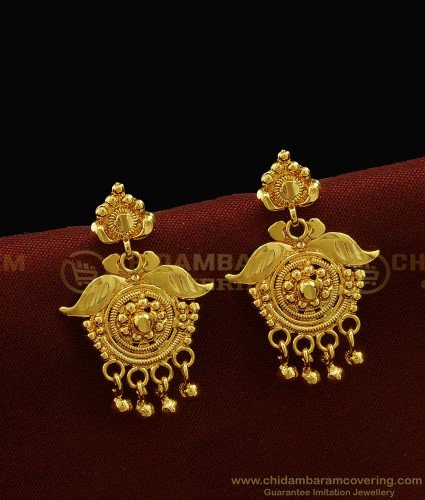 ERG929 - Pure Gold Plated Latest Guaranteed Gold Earrings Designs for Daily Use 