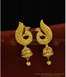 ERG935 - Most Beautiful Unique Peacock Design One Gram Gold Stud Earring Buy Online 